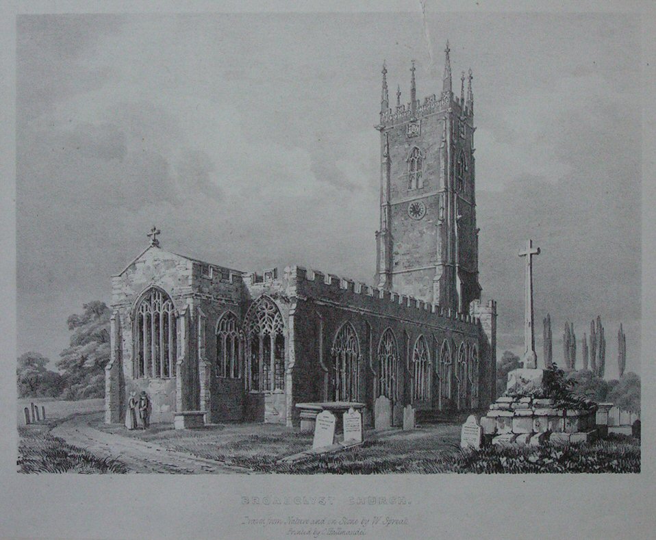 Lithograph - Broadclyst Church - Spreat